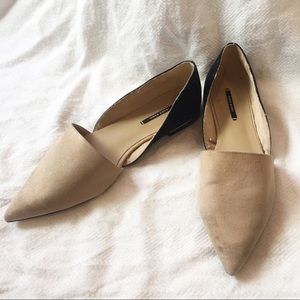 [ZARA] Suede pointy toe flats loafers size 9